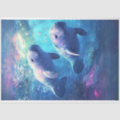 Dekoupage Aquamarin Ocean Manatee Wildlife Seidenpapier (Vorderseite)