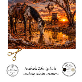 Dekoupage Australian Outback Pferd Wasserstelle  Seidenpapier
