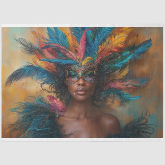 Dekoupage Black Queen Lady von Mardi Gras Seidenpapier (Vorderseite)