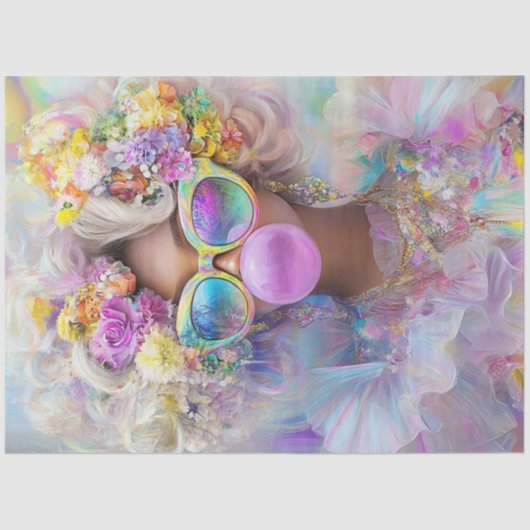 Dekoupage Bubblegum Summer Art mit Retro Vibes Seidenpapier (Vorderseite)