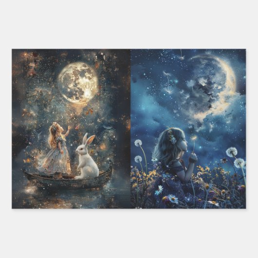 Dekoupage Buddha, Girl Rabbit, Lüster, Katze Geschenkpapier Set (Vorderseite 2)