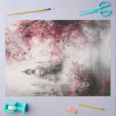 Dekoupage Buddha Statue Cherry Blossom Bäume Seidenpapier (Basteln)