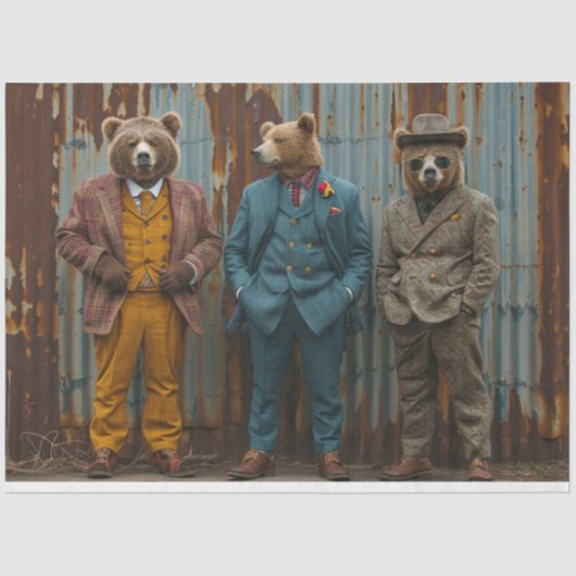 Dekoupage Business Dressed Bears Seidenpapier (Vorderseite)