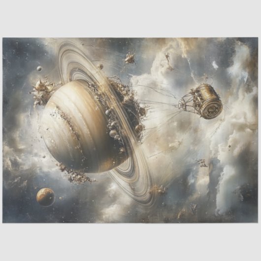 Dekoupage Celestial Background Saturn Ballon Seidenpapier (Vorderseite)