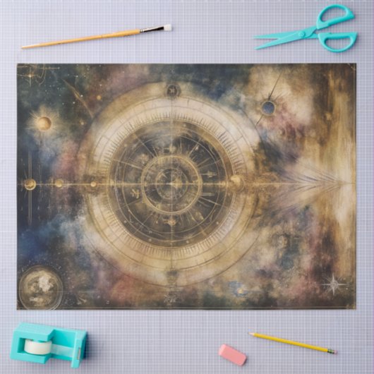 Dekoupage Celestial Map Astrologisches Diagramm Seidenpapier (Basteln)
