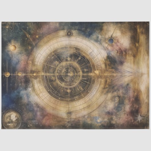 Dekoupage Celestial Map Astrologisches Diagramm Seidenpapier (Vorderseite)
