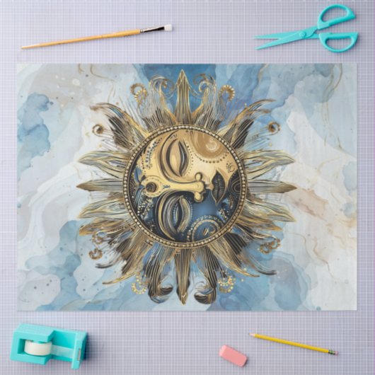 Dekoupage Celestial Soft Blue Crescent Moon Seidenpapier (Basteln)
