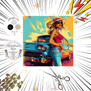 Dekoupage Classic Car Chic Poster Seidenpapier