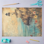Dekoupage Coastal Lighthouse Gedicht Nautische Sze Seidenpapier (Basteln)