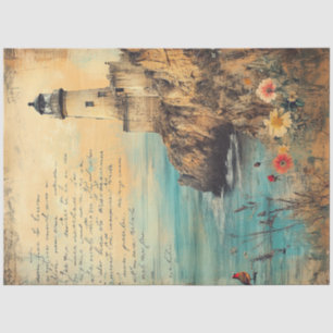 Dekoupage Coastal Lighthouse Gedicht Nautische Sze Seidenpapier