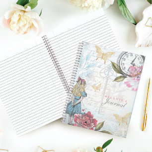 Dekoupage-Collage der Vintagen Alice im Wunderland Notizblock