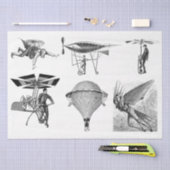 Dekoupage Collage von Vintagen Flugmaschinen Seidenpapier (Handwerk)