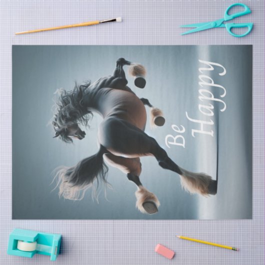 Dekoupage Comical Whimsical Pferd glücklich sein Seidenpapier (Basteln)