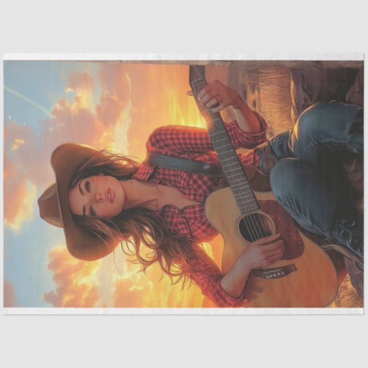 Dekoupage Country Girl Character DEBBIE Seidenpapier (Vorderseite)