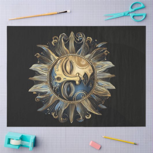 Dekoupage Crescent Intricate Celestial Sun Seidenpapier (Basteln)