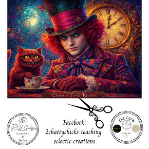 Dekoupage Crimson-Zeitmesser-Porträt-Uhr-Katze Seidenpapier
