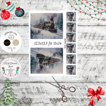 Dekoupage-Dampfmaschine Weihnachtszug Collage