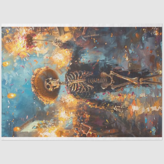 Dekoupage Day of Dead Celebrations Fireworks Seidenpapier (Vorderseite)