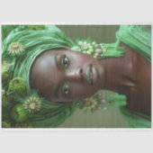 Dekoupage der afroamerikanischen Frau Grüner Glamo Seidenpapier (Vorderseite)