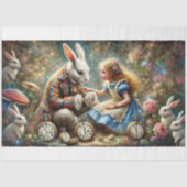 Dekoupage der Alice und Rabbit Wonderland Forest Seidenpapier (Vorderseite)