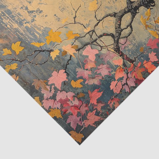 Dekoupage der American Crow Autumn Foliage Seidenpapier (Ausschnitt)