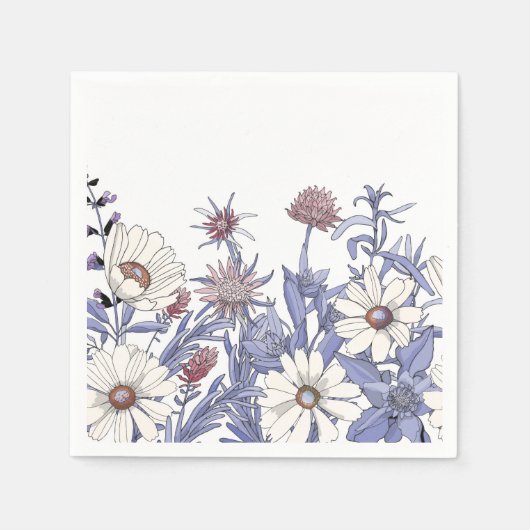 Dekoupage der blauen Wildblumen Serviette (Vorderseite)
