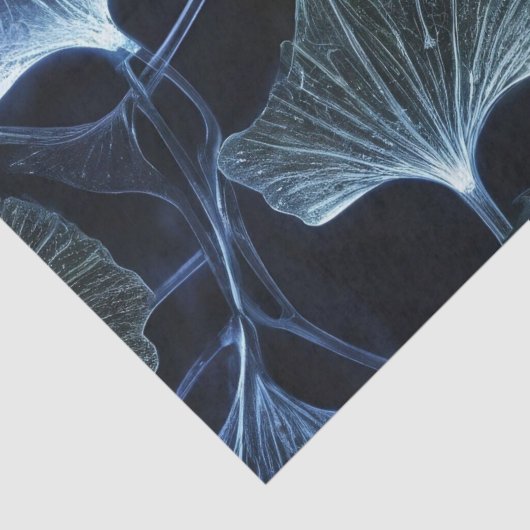 Dekoupage der Blue Luminogram Ginkgo Blätter / Seidenpapier (Detail)
