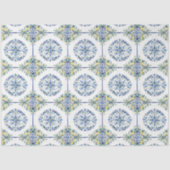 Dekoupage der Blumenzwiebeln in italienischem Blau Seidenpapier (Vorderseite)