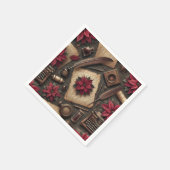 Dekoupage der Dark Academia Poinsettia School Desk Serviette (Ecke)