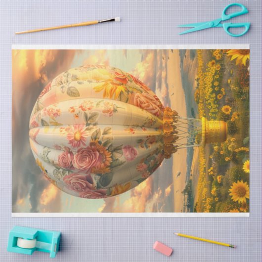 Dekoupage der floralen Heißluftballon, Seidenpapier (Basteln)