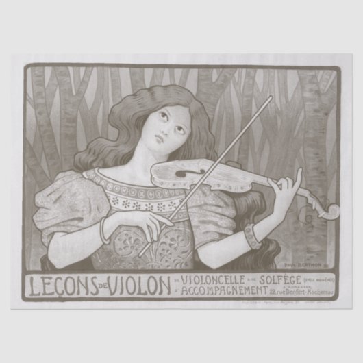 Dekoupage der französischen Poster Violin-Performa Seidenpapier (Vorderseite)