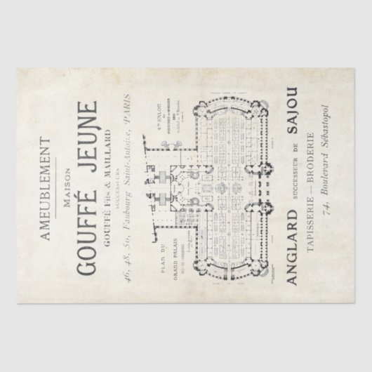 Dekoupage der französischen Texttypografie Seidenpapier (Vorderseite)