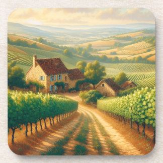 Dekoupage der französischen Weinberge Getränkeuntersetzer