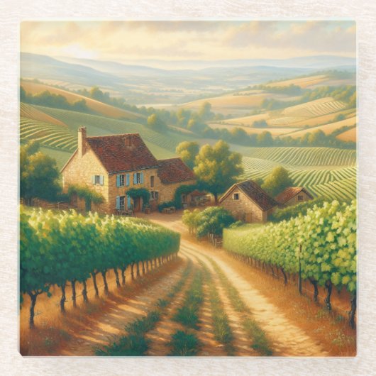 Dekoupage der französischen Weinberge Glasuntersetzer (Vorderseite)