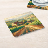 Dekoupage der französischen Weinberge Rechteckiger Pappuntersetzer (angewinkelt)