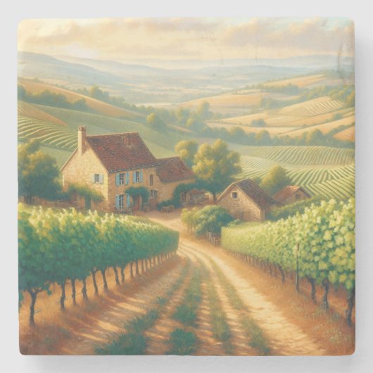 Dekoupage der französischen Weinberge Steinuntersetzer (Vorderseite)