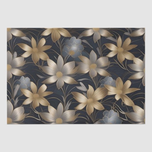 Dekoupage der Gold- und Silberne-Blume / Seidenpapier (Vorderseite)