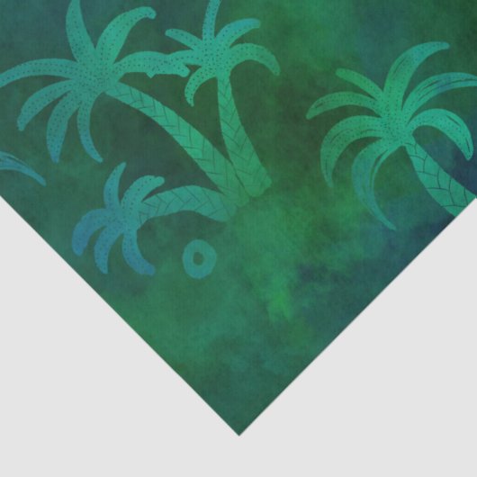 Dekoupage der grünen und blauen Palmen Seidenpapier (Detail)