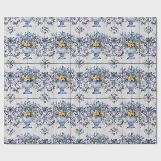 Dekoupage der italienischen Tile Blue und White Fl Geschenkpapier (Flach)