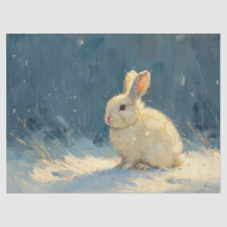 Dekoupage der Kaninchenwinterlandschaft Seidenpapier