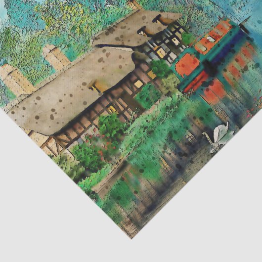 Dekoupage der Landschaft, Gewebepapier Seidenpapier (Ausschnitt)