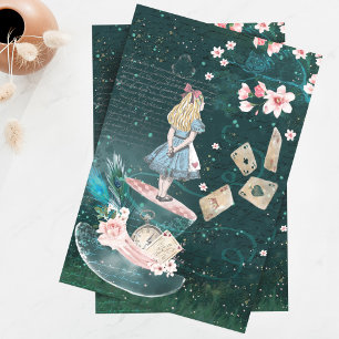 Dekoupage der Mad Hatter-Alice im Wunderland Seidenpapier