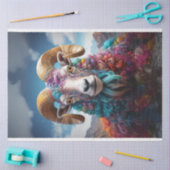 Dekoupage der mehrfarbigen Ram Large Horns Seidenpapier (Basteln)