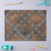 Dekoupage der Metallorange Damast und Schädel Seidenpapier (Basteln)
