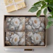 Dekoupage der Ölgemälde "Peony White" und "Gold" Seidenpapier (Geschenk)