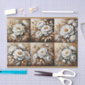 Dekoupage der Ölgemälde "Peony White" und "Gold" Seidenpapier (Handwerk)