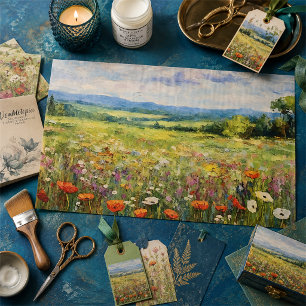 Dekoupage der Ölmalerei im Sommer Wildblume Seidenpapier