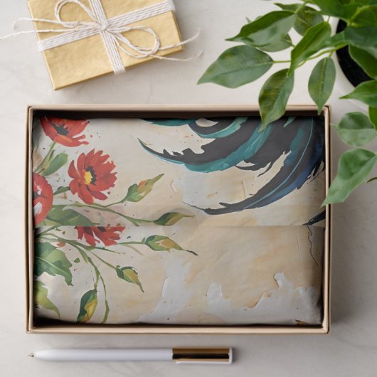 Dekoupage der Rooster-Acrylmalerei Seidenpapier (Geschenk)