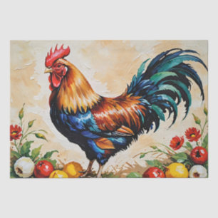 Dekoupage der Rooster-Acrylmalerei Seidenpapier