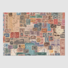 Dekoupage der Vintagen Briefmarke Collage Shabby C Seidenpapier